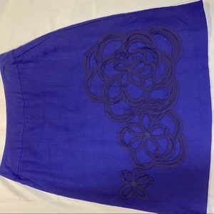 Boden 100% Linen A-line skirt w/ floral detail